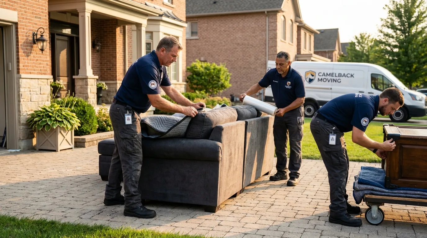 Large estate moving crew wrapping furniture in Belleville, IL